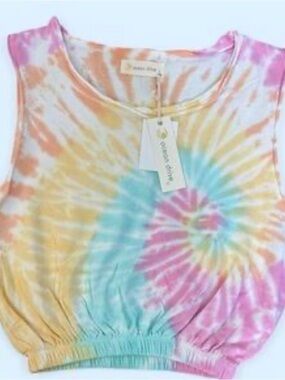Ocean Drive Pastel Tie-Dye Cropped Tank Top